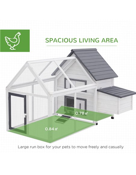 PawHut Chicken Coop with Run Wooden Hen House Pet Poultry Coops Cages Small Animal Outdoor Pen with Nesting Box 166 x 124 x 112c - pic 157329 | FastDaddyshop