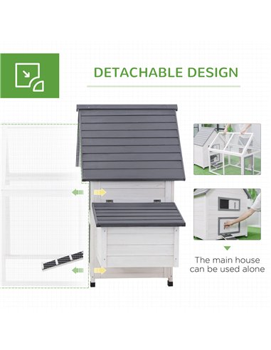 PawHut Chicken Coop with Run Wooden Hen House Pet Poultry Coops Cages Small Animal Outdoor Pen with Nesting Box 166 x 124 x 112c
