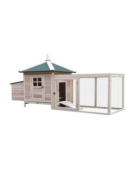 PawHut Chicken Coop Small Animal Pet Cage w/ Nesting Box Outdoor Run Backyard Wooden - pic 157335 | FastDaddyshop