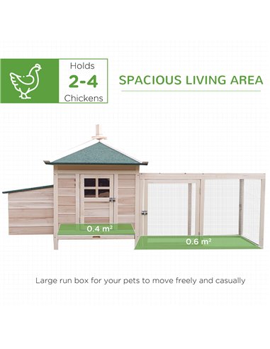 PawHut Chicken Coop Small Animal Pet Cage w/ Nesting Box Outdoor Run Backyard Wooden