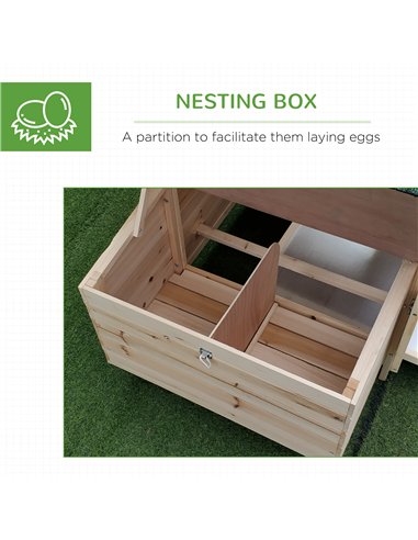 PawHut Chicken Coop Small Animal Pet Cage w/ Nesting Box Outdoor Run Backyard Wooden
