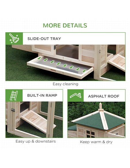 PawHut Chicken Coop Small Animal Pet Cage w/ Nesting Box Outdoor Run Backyard Wooden - pic 157341 | FastDaddyshop