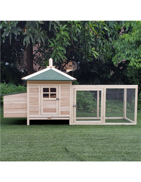 PawHut Chicken Coop Small Animal Pet Cage w/ Nesting Box Outdoor Run Backyard Wooden - pic 157343 | FastDaddyshop