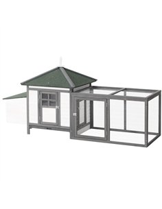 PawHut Chicken Coop Small Animal Pet Cage w/ Nesting Box Outdoor Run Wooden