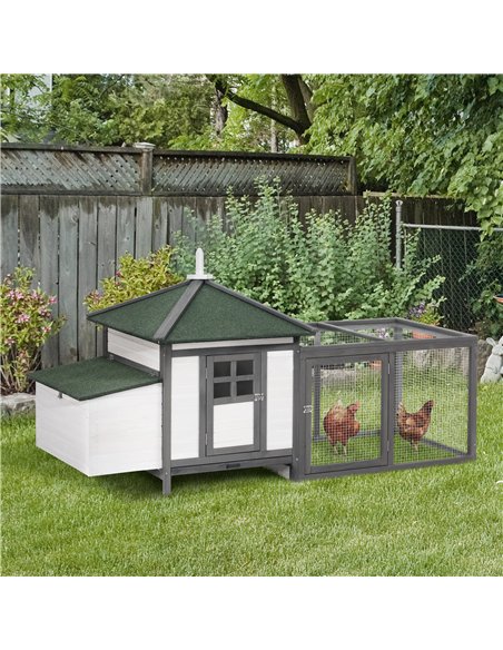 PawHut Chicken Coop Small Animal Pet Cage w/ Nesting Box Outdoor Run Wooden - pic 157345 | FastDaddyshop