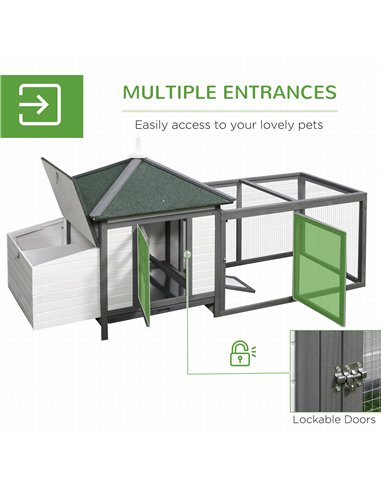 PawHut Chicken Coop Small Animal Pet Cage w/ Nesting Box Outdoor Run Wooden