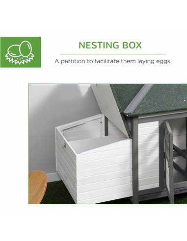 PawHut Chicken Coop Small Animal Pet Cage w/ Nesting Box Outdoor Run Wooden