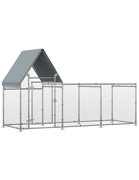 PawHut Walk In Chicken Run Chicken Coop, Large Poultry Cage Hen House for 6-8 Chickens Outdoor w/ Water-Resist Cover 302 x 107 x - pic 157353 | FastDaddyshop