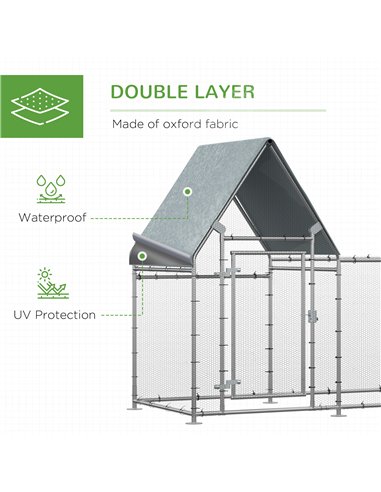 PawHut Walk In Chicken Run Chicken Coop, Large Poultry Cage Hen House for 6-8 Chickens Outdoor w/ Water-Resist Cover 302 x 107 x