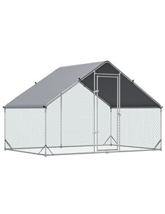 PawHut Chicken Run Galvanised Walk-in Chicken Coop Hen Poultry House Cage Rabbit Hutch Pet Playpen Garden w/ Water-Resist Cover,