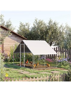 PawHut Chicken Run Galvanised Walk-in Chicken Coop Hen Poultry House Cage Rabbit Hutch Pet Playpen Garden w/ Water-Resist Cover, 2
