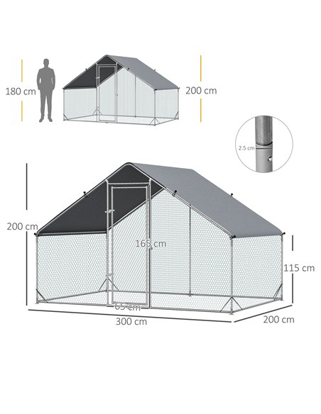 PawHut Chicken Run Galvanised Walk-in Chicken Coop Hen Poultry House Cage Rabbit Hutch Pet Playpen Garden w/ Water-Resist Cover, - pic 157364 | FastDaddyshop
