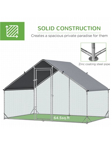 PawHut Chicken Run Galvanised Walk-in Chicken Coop Hen Poultry House Cage Rabbit Hutch Pet Playpen Garden w/ Water-Resist Cover,