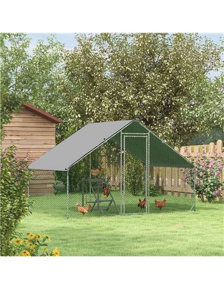 PawHut Chicken Run Galvanised Walk-in Chicken Coop Hen Poultry House Cage Rabbit Hutch Pet Playpen Garden w/ Water-Resist Cover, - pic 157370 | FastDaddyshop