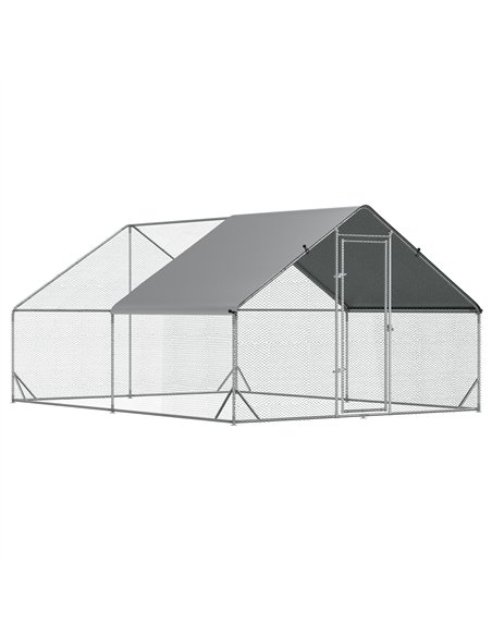 PawHut Chicken Run Galvanised Walk-in Chicken Coop Hen Poultry House Cage Rabbit Hutch Pet Playpen Garden w/ Water-Resist Cover, - pic 157371 | FastDaddyshop