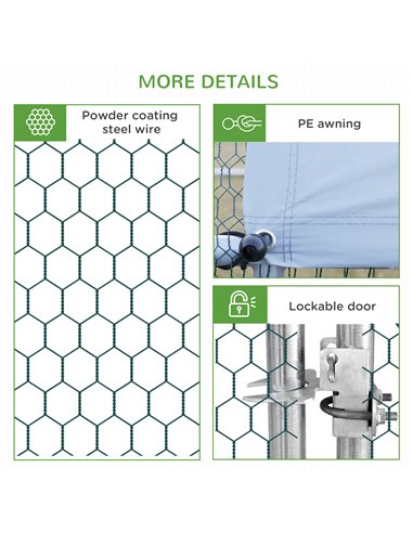 PawHut Chicken Run Galvanised Walk-in Chicken Coop Hen Poultry House Cage Rabbit Hutch Pet Playpen Garden w/ Water-Resist Cover,