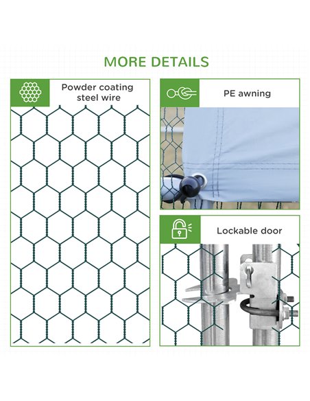 PawHut Chicken Run Galvanised Walk-in Chicken Coop Hen Poultry House Cage Rabbit Hutch Pet Playpen Garden w/ Water-Resist Cover, - pic 157377 | FastDaddyshop