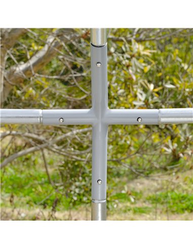 PawHut Walk In Chicken Run Galvanised Chicken Coop Hen Poultry House Cage Pet Playpen Garden with Water-Resist Cover, 2.8 x 3.8 