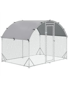PawHut Walk In Chicken Run Galvanised Chicken Coop Hen Poultry House Cage Pet Playpen Garden with Water-Resist Cover, 2.8 x 1.9 