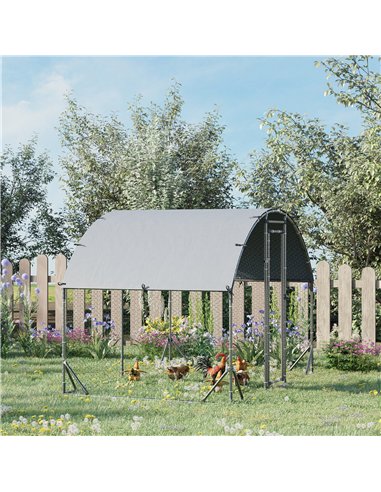 PawHut Walk In Chicken Run Galvanised Chicken Coop Hen Poultry House Cage Pet Playpen Garden with Water-Resist Cover, 2.8 x 1.9 