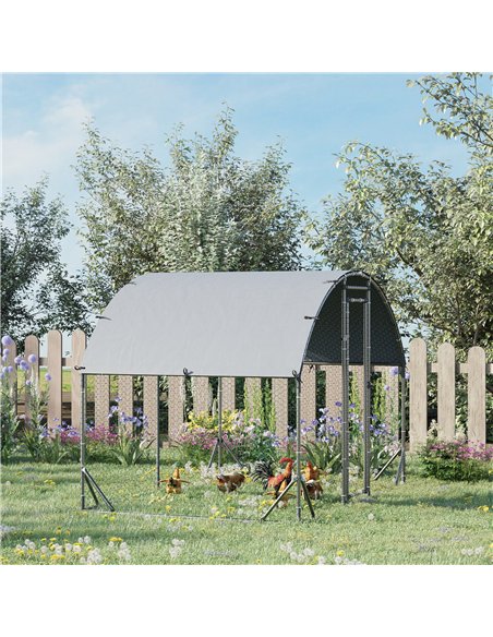 PawHut Walk In Chicken Run Galvanised Chicken Coop Hen Poultry House Cage Pet Playpen Garden with Water-Resist Cover, 2.8 x 1.9  - pic 157390 | FastDaddyshop