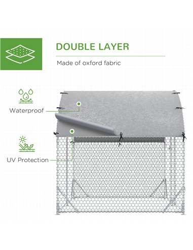 PawHut Walk In Chicken Run Galvanised Chicken Coop Hen Poultry House Cage Pet Playpen Garden with Water-Resist Cover, 2.8 x 1.9 