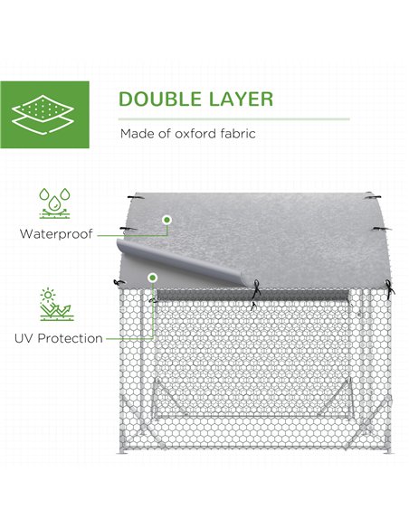 PawHut Walk In Chicken Run Galvanised Chicken Coop Hen Poultry House Cage Pet Playpen Garden with Water-Resist Cover, 2.8 x 1.9  - pic 157392 | FastDaddyshop
