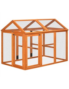 PawHut Large Chicken Run, Wooden Chicken coop, with Combinable Design - Wood Effect