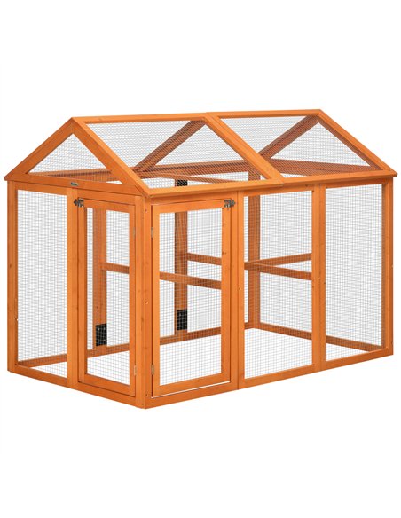PawHut Large Chicken Run, Wooden Chicken coop, with Combinable Design - Wood Effect - pic 157398 | FastDaddyshop