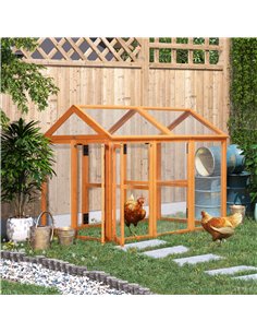 PawHut Large Chicken Run, Wooden Chicken coop, with Combinable Design - Wood Effect 2