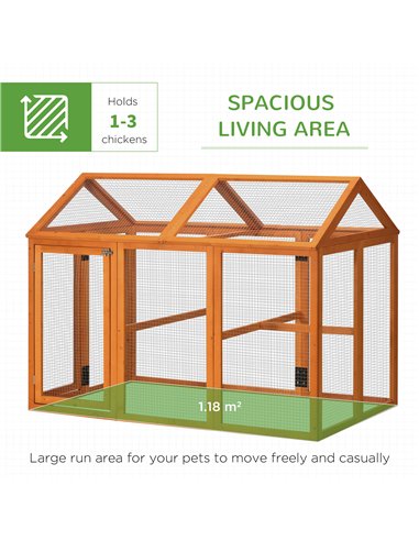 PawHut Large Chicken Run, Wooden Chicken coop, with Combinable Design - Wood Effect