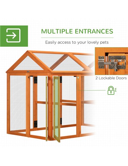 PawHut Large Chicken Run, Wooden Chicken coop, with Combinable Design - Wood Effect - pic 157402 | FastDaddyshop