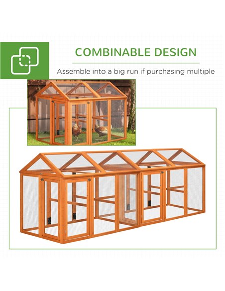 PawHut Large Chicken Run, Wooden Chicken coop, with Combinable Design - Wood Effect - pic 157404 | FastDaddyshop