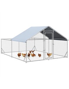 PawHut Walk-In Chicken Run, Hen House, with Roof, for Ducks, Chickens, Rabbits