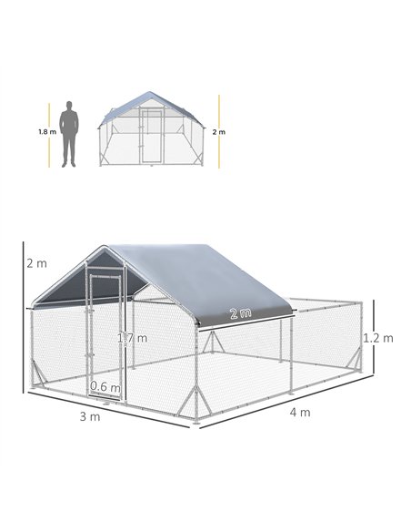 PawHut Walk-In Chicken Run, Hen House, with Roof, for Ducks, Chickens, Rabbits - pic 157409 | FastDaddyshop