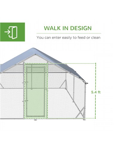 PawHut Walk-In Chicken Run, Hen House, with Roof, for Ducks, Chickens, Rabbits