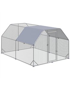 PawHut Walk in Chicken Run Chicken Coop Hen House Outdoor with Roof for 10-12 Chickens, 380 x 280 x 195cm