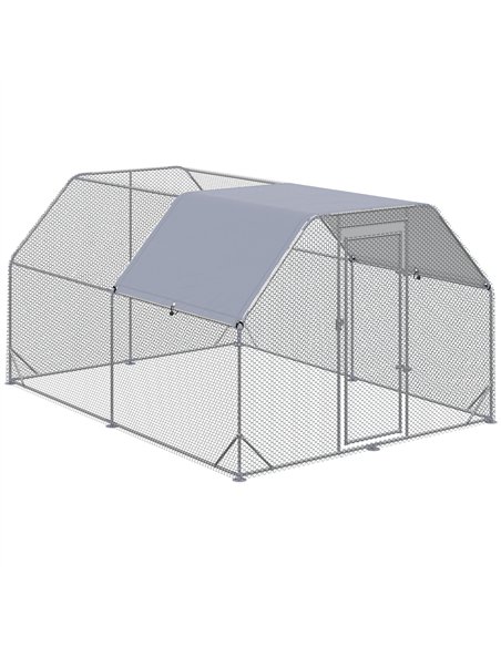 PawHut Walk in Chicken Run Chicken Coop Hen House Outdoor with Roof for 10-12 Chickens, 380 x 280 x 195cm - pic 157416 | FastDaddyshop