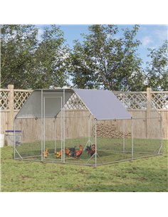 PawHut Walk in Chicken Run Chicken Coop Hen House Outdoor with Roof for 10-12 Chickens, 380 x 280 x 195cm 2