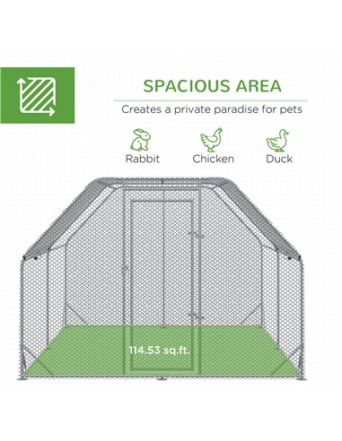 PawHut Walk in Chicken Run Chicken Coop Hen House Outdoor with Roof for 10-12 Chickens, 380 x 280 x 195cm