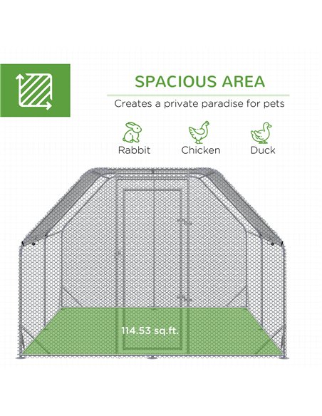 PawHut Walk in Chicken Run Chicken Coop Hen House Outdoor with Roof for 10-12 Chickens, 380 x 280 x 195cm - pic 157419 | FastDaddyshop