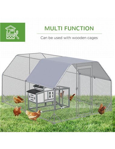 PawHut Walk in Chicken Run Chicken Coop Hen House Outdoor with Roof for 10-12 Chickens, 380 x 280 x 195cm