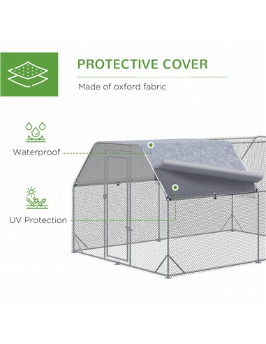PawHut Walk in Chicken Run Chicken Coop Hen House Outdoor with Roof for 10-12 Chickens, 380 x 280 x 195cm