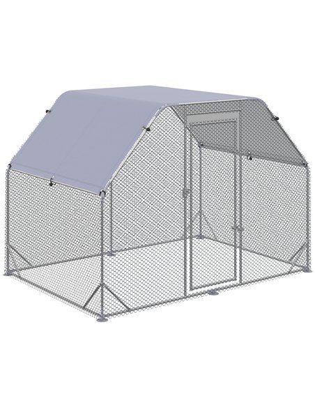 PawHut Walk in Chicken Run Chicken Coop Hen House Outdoor with Roof for 4-6 Chickens, 280 x 190 x 195cm - pic 157425 | FastDaddyshop