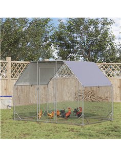 PawHut Walk in Chicken Run Chicken Coop Hen House Outdoor with Roof for 4-6 Chickens, 280 x 190 x 195cm 2