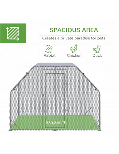 PawHut Walk in Chicken Run Chicken Coop Hen House Outdoor with Roof for 4-6 Chickens, 280 x 190 x 195cm