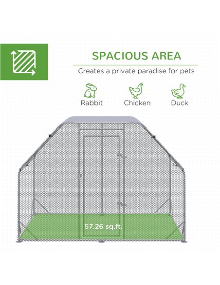 PawHut Walk in Chicken Run Chicken Coop Hen House Outdoor with Roof for 4-6 Chickens, 280 x 190 x 195cm - pic 157428 | FastDaddyshop