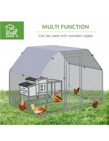 PawHut Walk in Chicken Run Chicken Coop Hen House Outdoor with Roof for 4-6 Chickens, 280 x 190 x 195cm