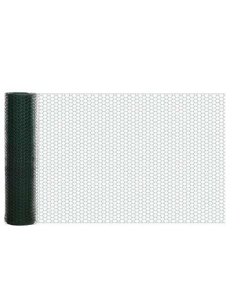 PawHut 1m x 25m Chicken Wire Mesh, Foldable PVC Coated Welded Garden Fence, Roll Poultry Netting, for Rabbits, Ducks, Geese - Da - pic 157434 | FastDaddyshop