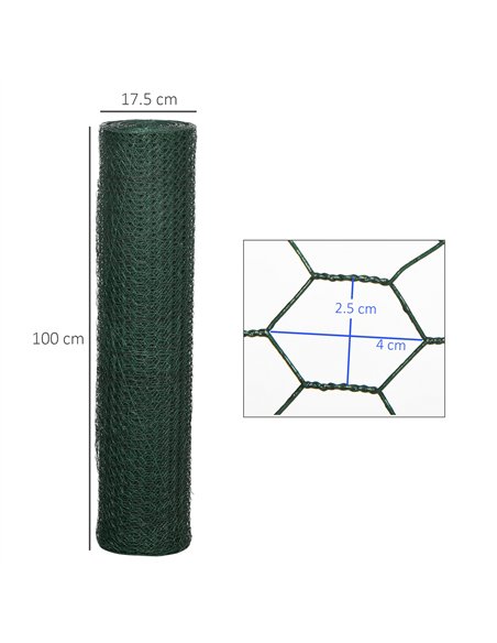 PawHut 1m x 25m Chicken Wire Mesh, Foldable PVC Coated Welded Garden Fence, Roll Poultry Netting, for Rabbits, Ducks, Geese - Da - pic 157436 | FastDaddyshop
